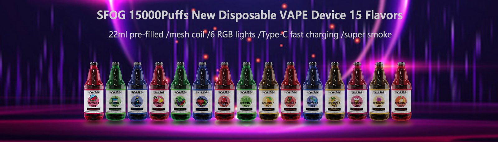 SFOG Soul Bar 15000 Puff Disposable Vape 15K With 6 LCD Display Vaper