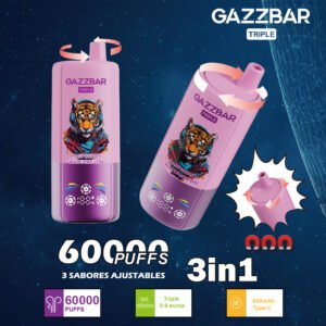 Gazzbar Triple 60k 60000 Puff disposable Vape 3in1 with Smart Display