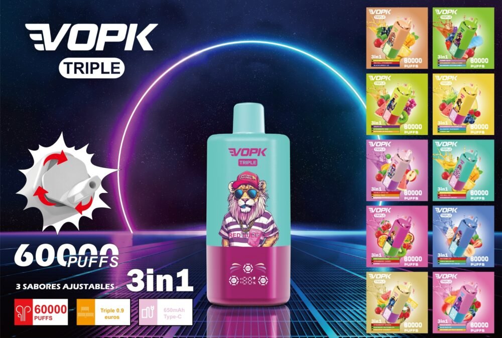 VOPK Triple 60000 Puff 60k 3 Flavors in 1 Disposable Vape with LED Display