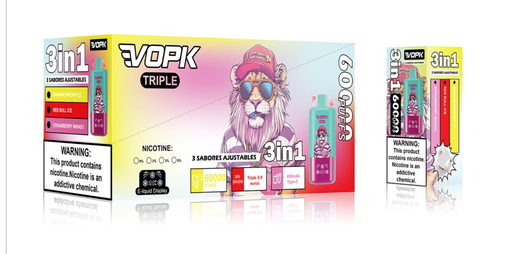 VOPK Triple 60000 Puff 60k 3 Flavors in 1 Disposable Vape with LED Display