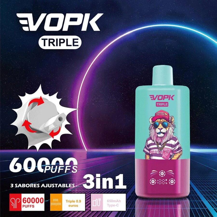 60000 Puff 60k VOPK Triple 3 in 1 Flavors Disposable Vape with LED Display